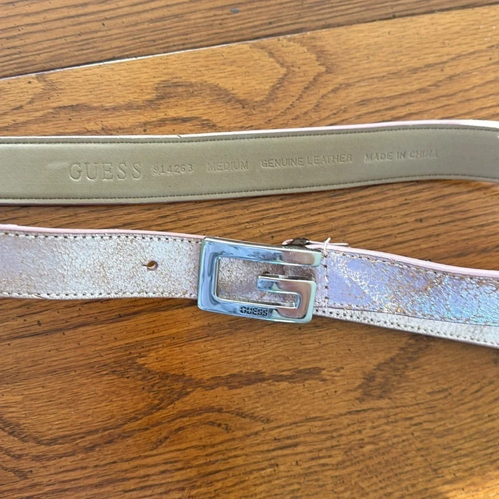 Guess leather pink metallic belt